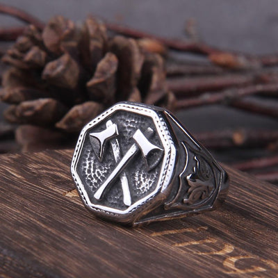 Bague de hache de guerre croisée - acier inoxydable-HERITAGE VIKING