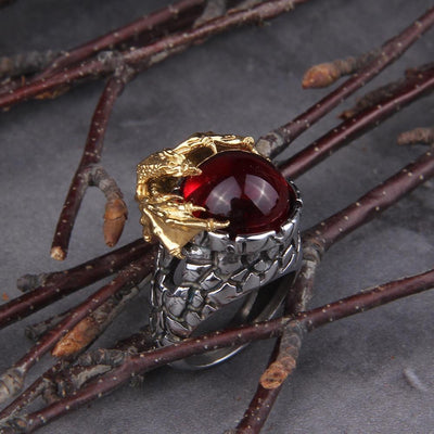 Bague Dragon Gardien Viking - Acier inoxydable-HERITAGE VIKING