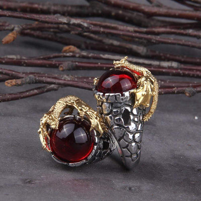 Bague Dragon Gardien Viking - Acier inoxydable-HERITAGE VIKING