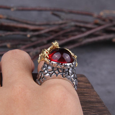 Bague Dragon Gardien Viking - Acier inoxydable-HERITAGE VIKING