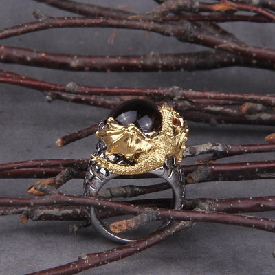 Bague Dragon Gardien Viking - Acier inoxydable-HERITAGE VIKING