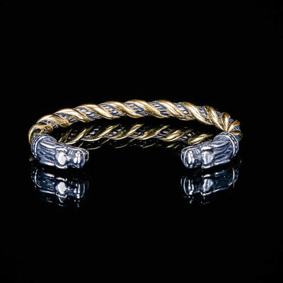Bracelet de loyauté - 2 têtes de Fenrir - Mixte OR et Argent-HERITAGE VIKING