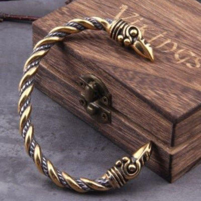 Bracelet de Loyauté Viking - Corbeaux d'Odin Or-HERITAGE VIKING