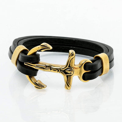 Bracelet Viking Ancre de bateau chrétienne en cuir-HERITAGE VIKING