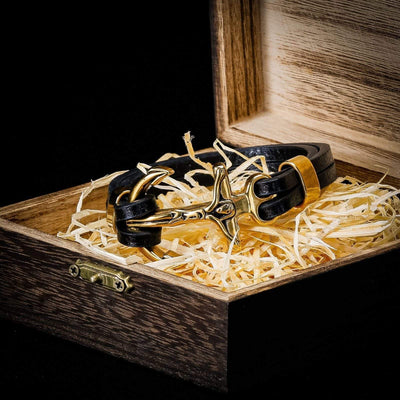 Bracelet Viking Ancre de bateau chrétienne en cuir-HERITAGE VIKING
