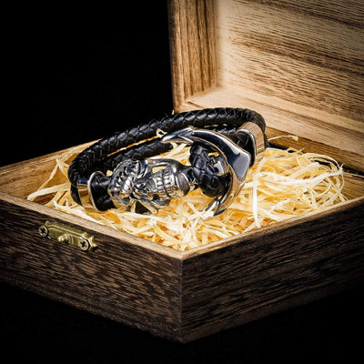 Bracelet Viking crâne de marin en cuir-HERITAGE VIKING