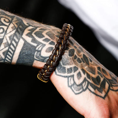 Bracelet Viking de précision en cuir tressé-HERITAGE VIKING