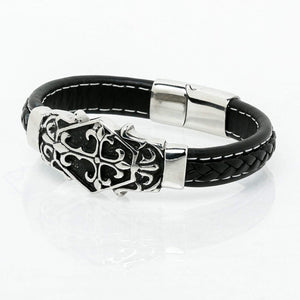 Bracelet Viking gravure chrétienne en cuir-HERITAGE VIKING