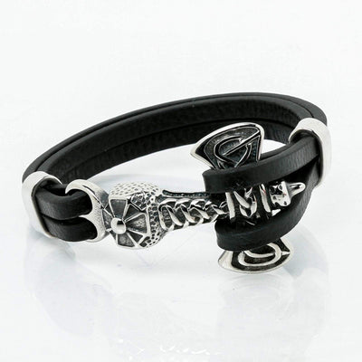 Bracelet Viking Hache lourde en cuir-HERITAGE VIKING