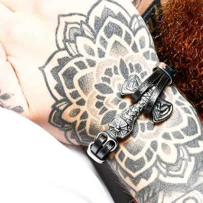 Bracelet Viking Hache lourde en cuir-HERITAGE VIKING