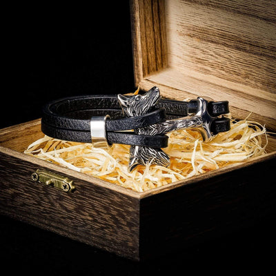 Bracelet en Cuir du Loup-HERITAGE VIKING