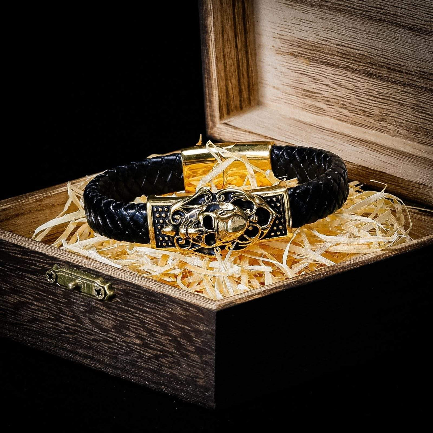 Bracelet Viking Tête de mort en cuir-HERITAGE VIKING