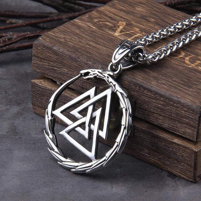 Collier Valknut avec dragon gardien des âmes-HERITAGE VIKING