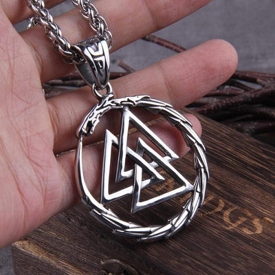 Collier Valknut avec dragon gardien des âmes-HERITAGE VIKING