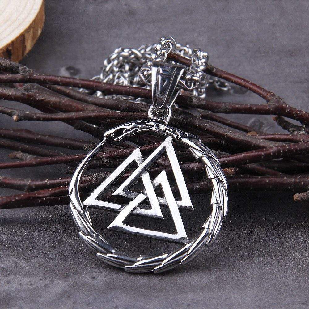Collier Valknut avec dragon gardien des âmes-HERITAGE VIKING