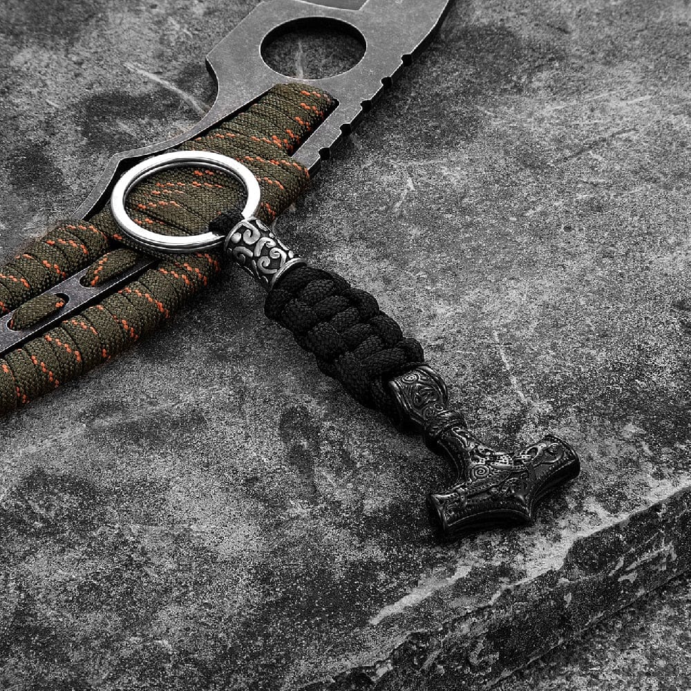 Porte-clés Viking marteau de Thor en paracorde et acier inoxydable-HERITAGE VIKING