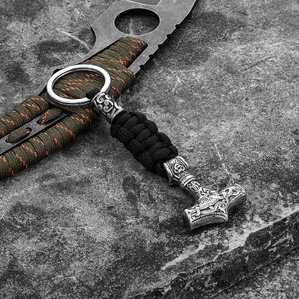 Porte-clés Viking marteau de Thor en paracorde et acier inoxydable-HERITAGE VIKING