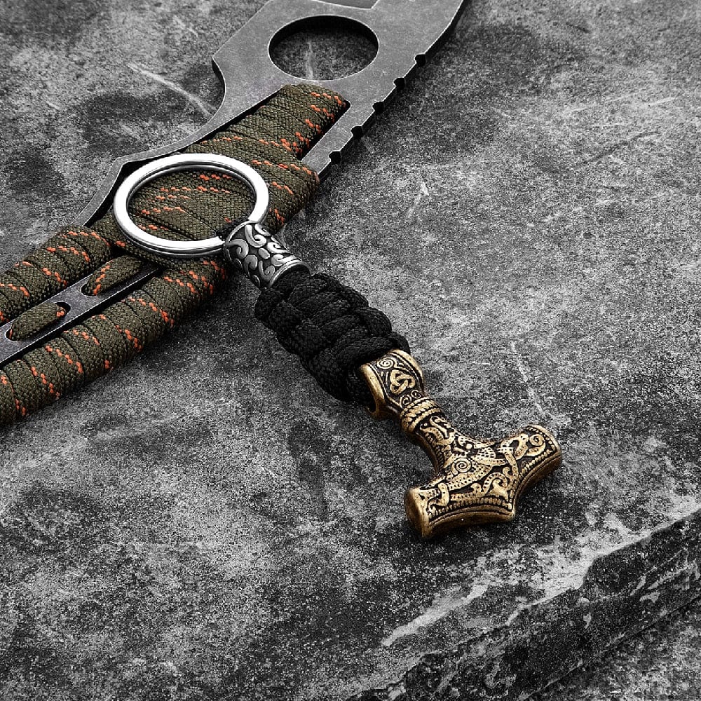 Porte-clés Viking marteau de Thor en paracorde et acier inoxydable-HERITAGE VIKING