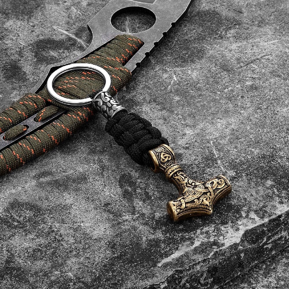 Porte-clés Viking marteau de Thor en paracorde et acier inoxydable-HERITAGE VIKING