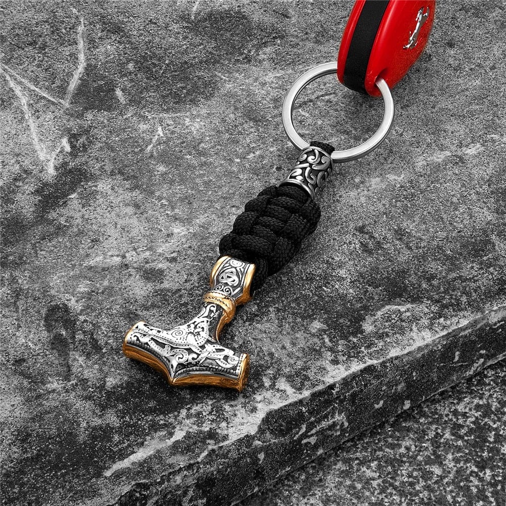 Porte-clés Viking marteau de Thor en paracorde et acier inoxydable-HERITAGE VIKING