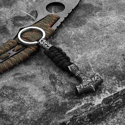 Porte-clés Viking marteau de Thor en paracorde et acier inoxydable-HERITAGE VIKING