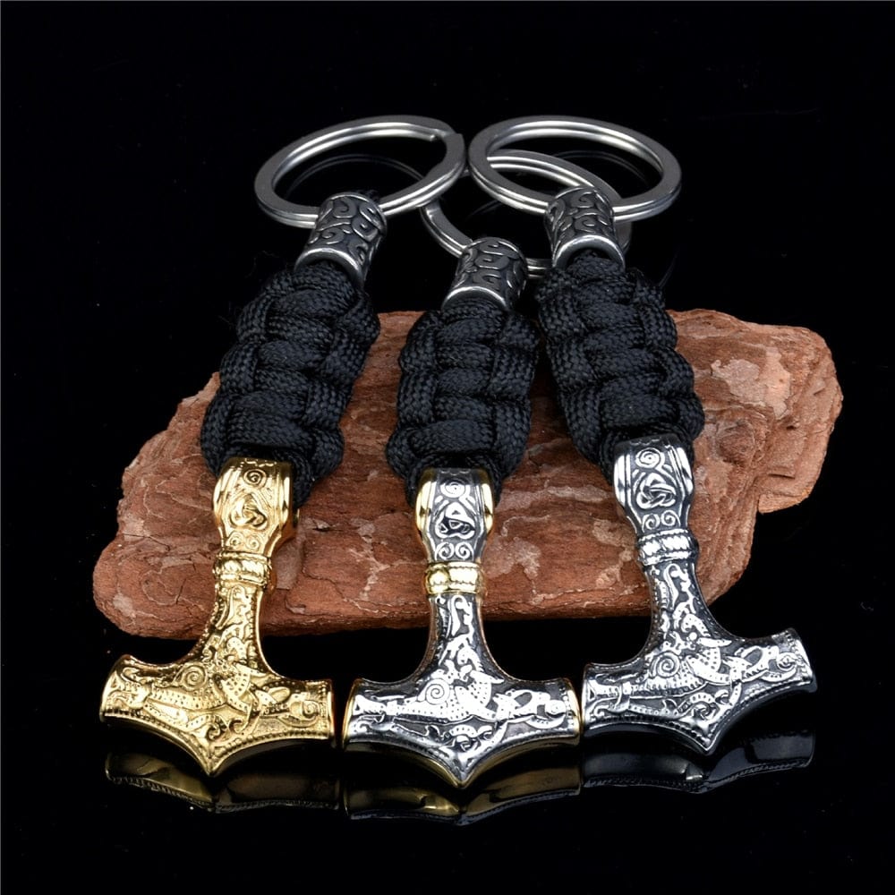 Porte-clés Viking marteau de Thor en paracorde et acier inoxydable-HERITAGE VIKING