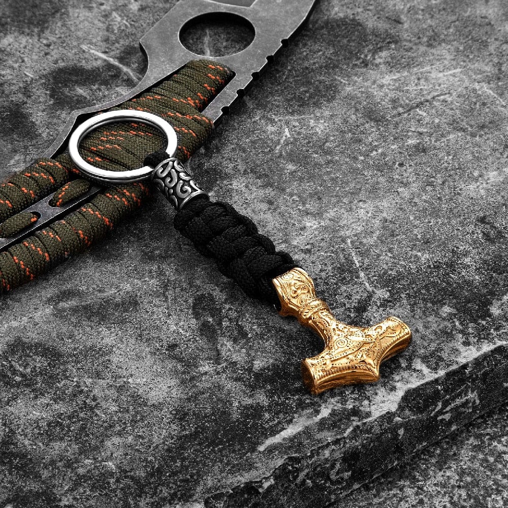Porte-clés Viking marteau de Thor en paracorde et acier inoxydable-HERITAGE VIKING