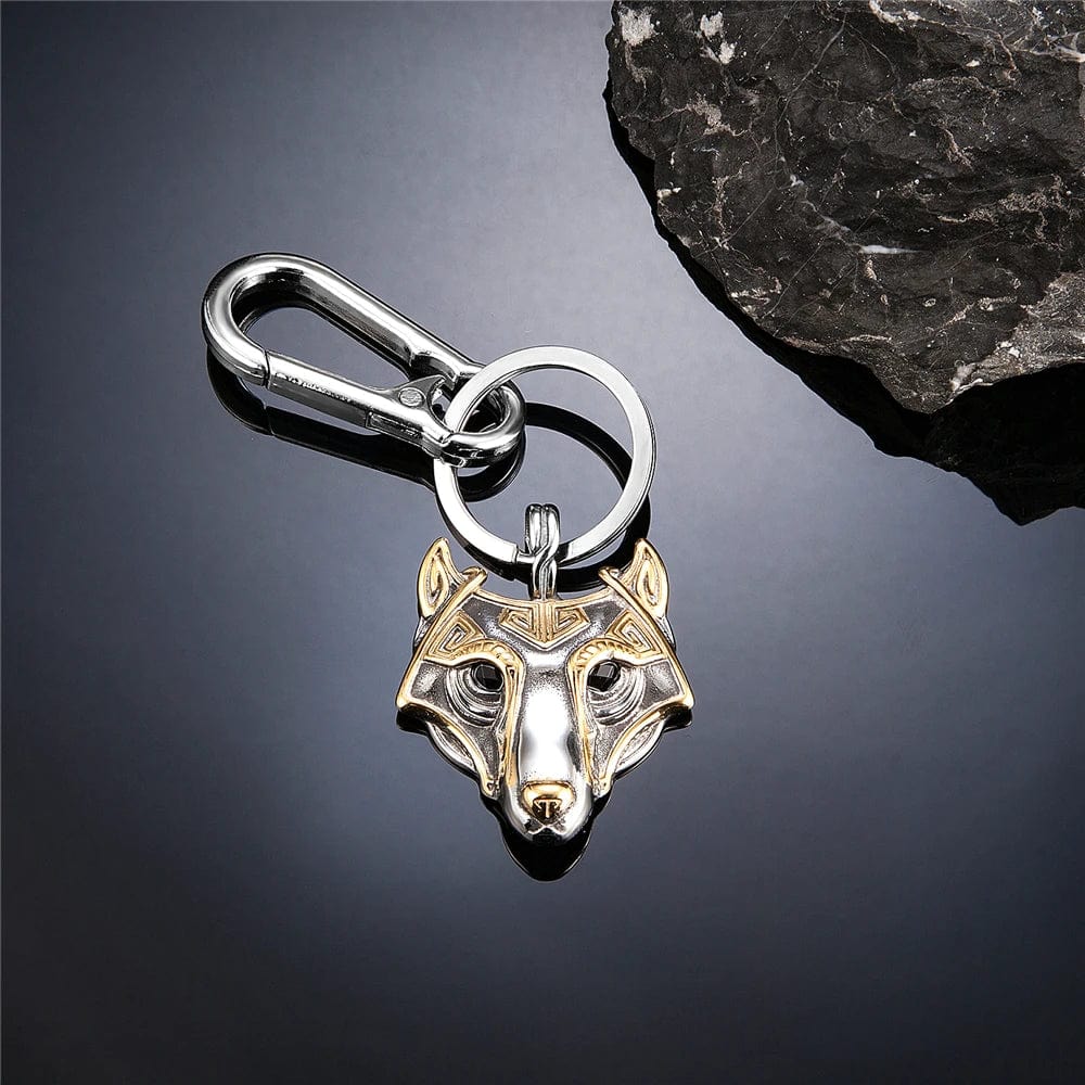 Porte-clés Viking Masque de Fenrir Doré-HERITAGE VIKING