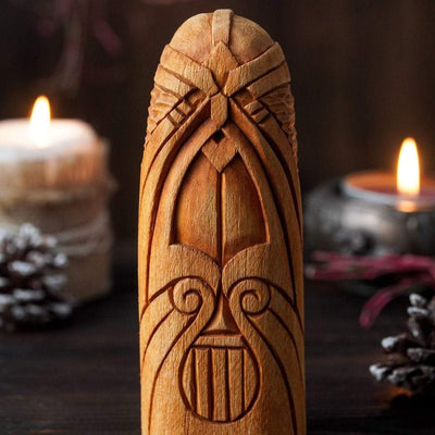 Statue en bois de Bragi-HERITAGE VIKING