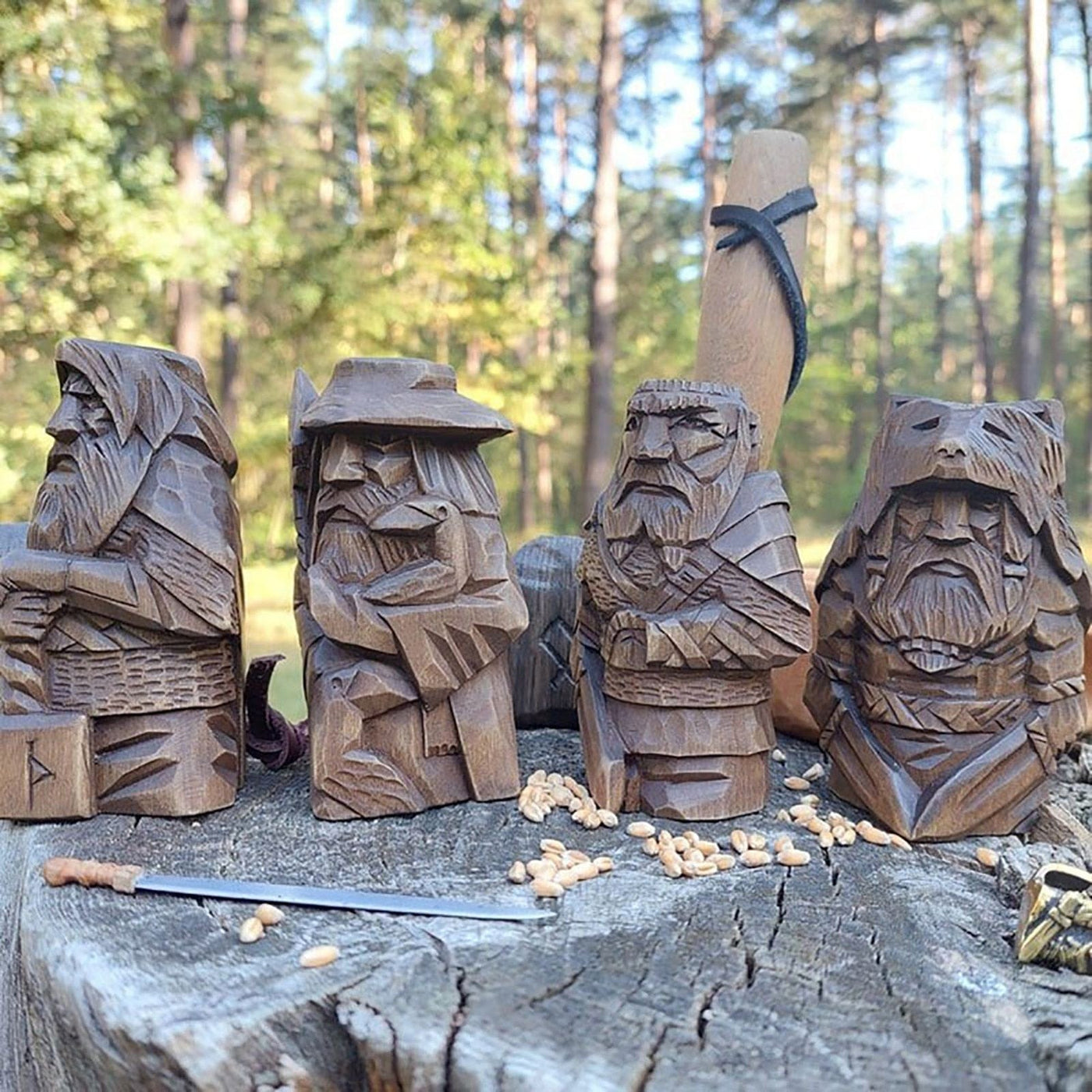 Statuette Viking en bois dieux nordiques-HERITAGE VIKING