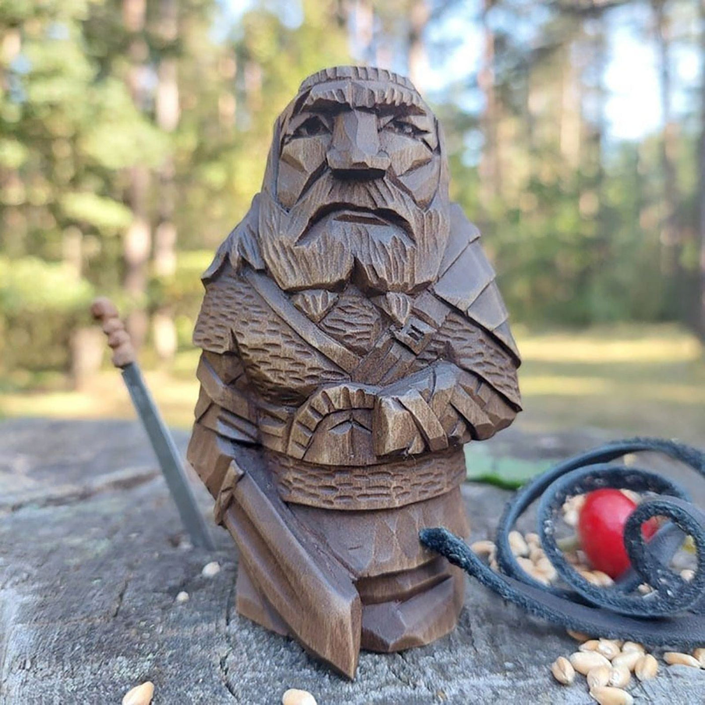 Statuette Viking en bois dieux nordiques-HERITAGE VIKING